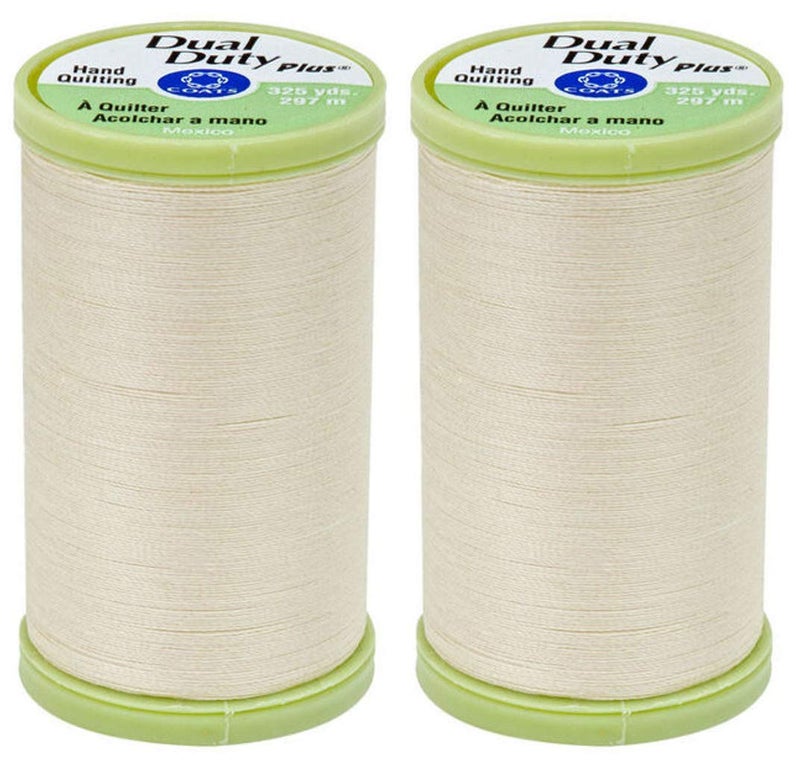 2-Pack Bundle Coats & Clark Dual Duty Plus Hand Quilting Thread 325yds Cream s960-8020